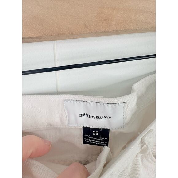 Current/Elliott The Boyfriend Denim Shorts Size 28 White High Rise Raw Hem - Picture 11 of 11